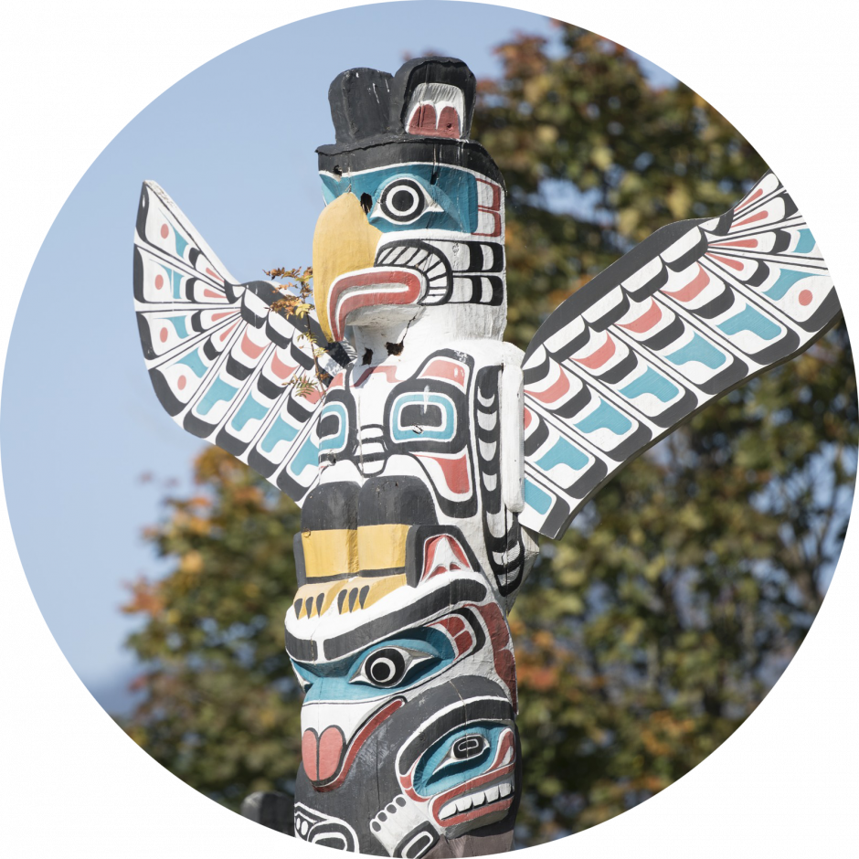 Image of a totem pole in Stanley Park